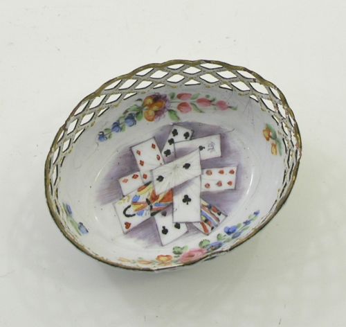 18th Century Battersea Enamel Fretted Basket