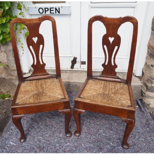 Pair Early Georgian Oak Cab Leg Chairs