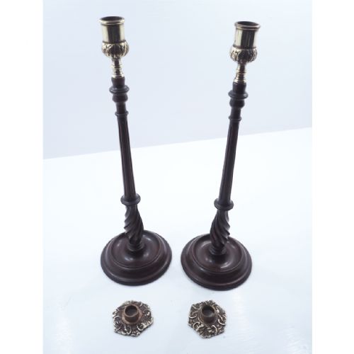 Pair of Georgian Style Mahogany Candlesticks