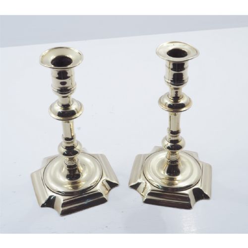 Pair of Queen Anne Brass Candlesticks