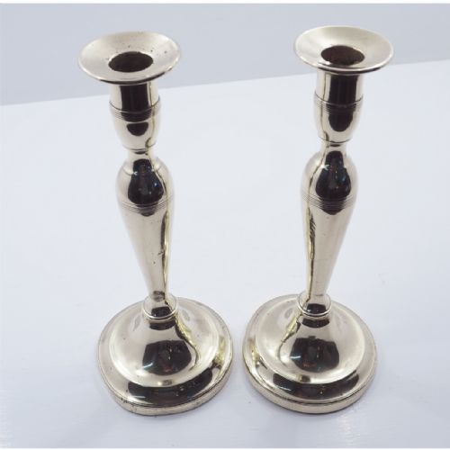 Elegant Pair of Georgian Brass Candlesticks