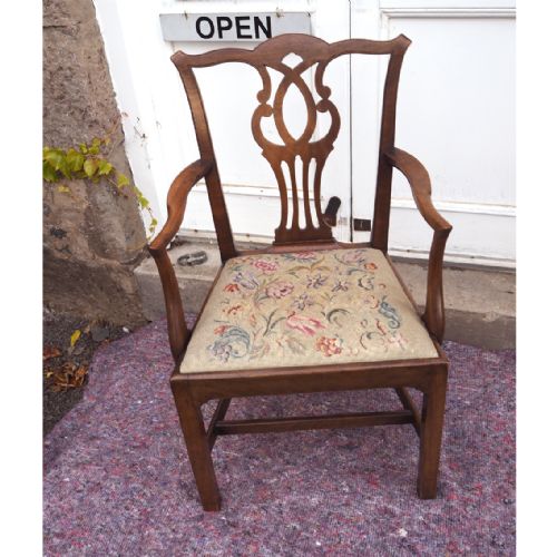 Georgian Mahogany Chippendale Arm Chair