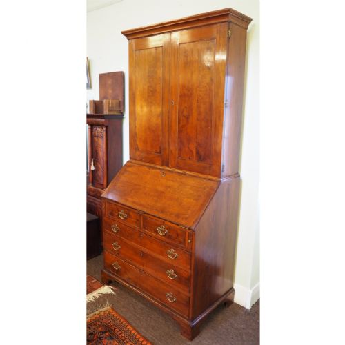 fig 1. RARE GEORGE II YEW-WOOD BUREAU BOOKCASE