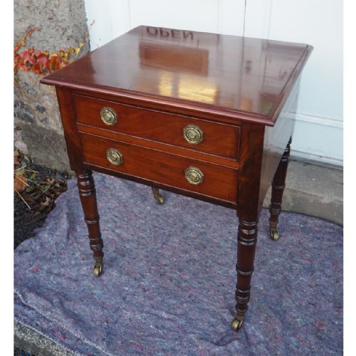 19th Century Mahogany 2 Drawer Side Table
