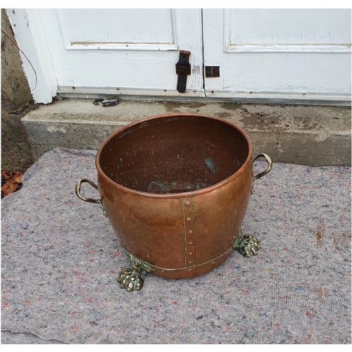 Victorian Copper and Brass Log Bin