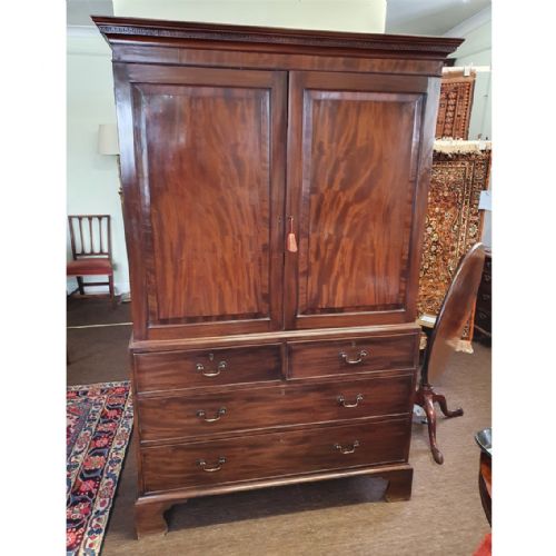 George 3rd Mahogany Linen Press