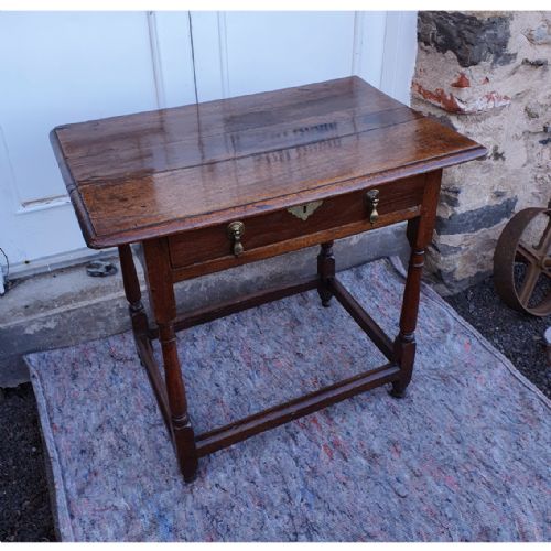 Queen Anne Walnut & Oak Side Table