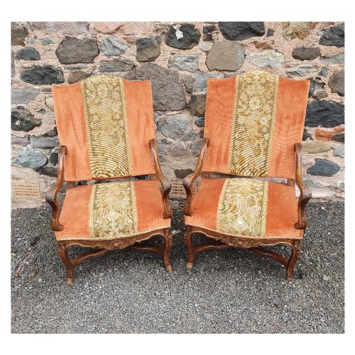 Large Size Pair of French Walnut Library Chairs