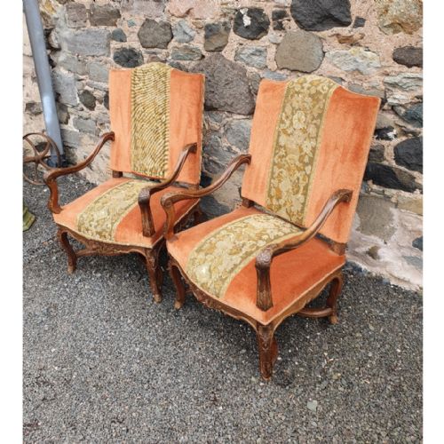 fig 1. Large Size Pair of French Walnut Library Chairs