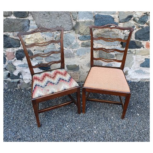 Pair 18th Century Elm Ladder Back Chairs