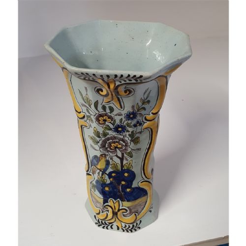 19th Century Dutch Delft Polychrome Vase