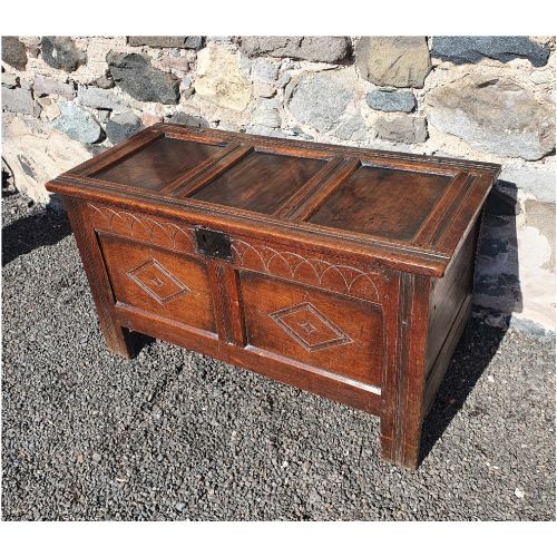 Early 18th Century Carved Oak Coffer