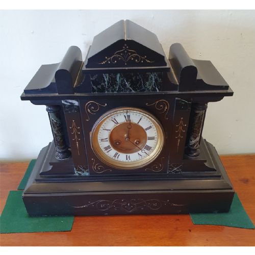 Victorian Black Slate and Marble Mantel Clock