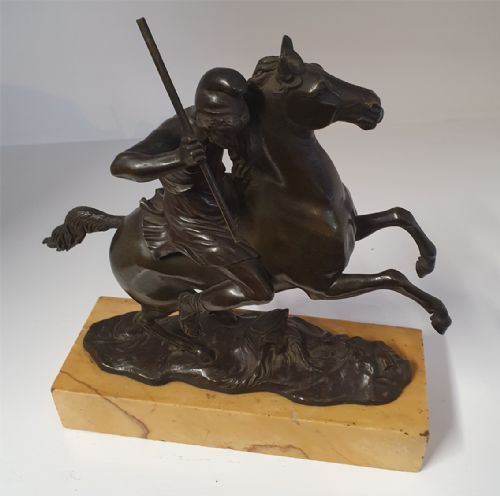 19th Century Bronze Warrior on Horseback