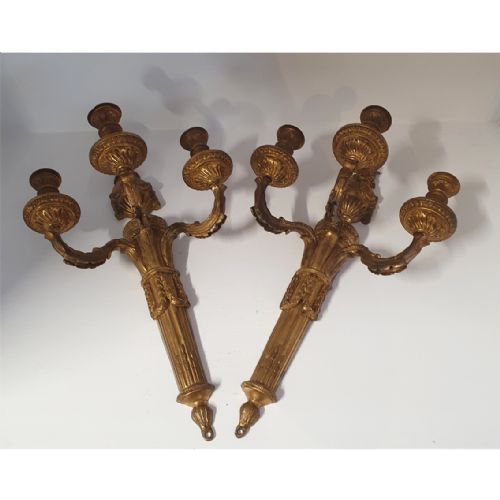 Fine Pair of Gilded Bronze Wall Lights