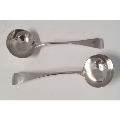 Heavy Grade Pair of Silver Sauce Ladles
