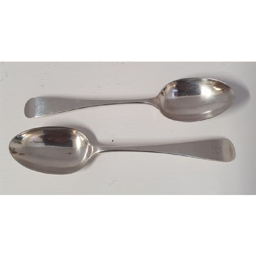 Pair Victorian Scottish Silver Dessert Spoons