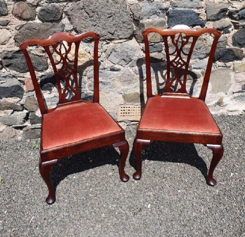 Pair of George 2nd Red Walnut Hand Chairs