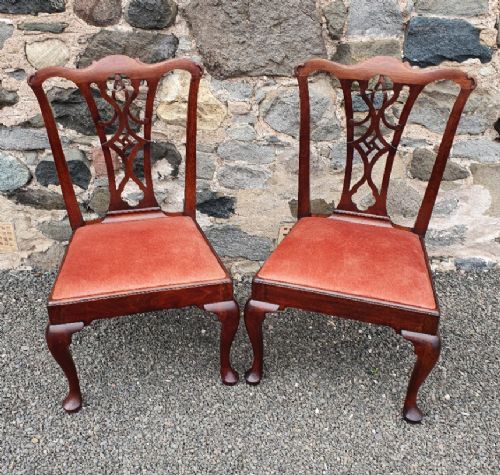 Pair of George 2nd Red Walnut Hand Chairs
