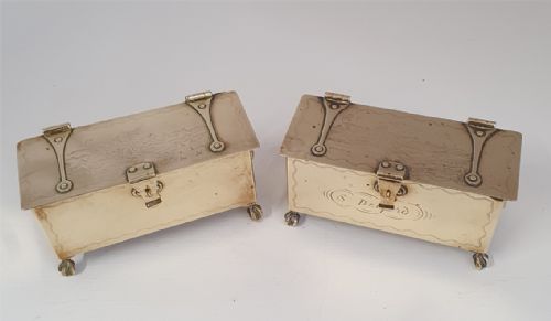 Pair Georgian Dutch Brass Tobacco Boxes