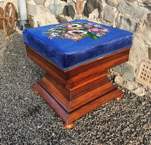 Early Victorian Shaped Rosewood Ottoman
