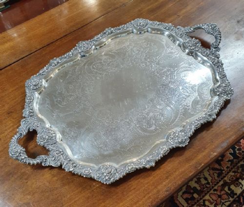 Heavy Victorian Silver Plated Drinks Tray