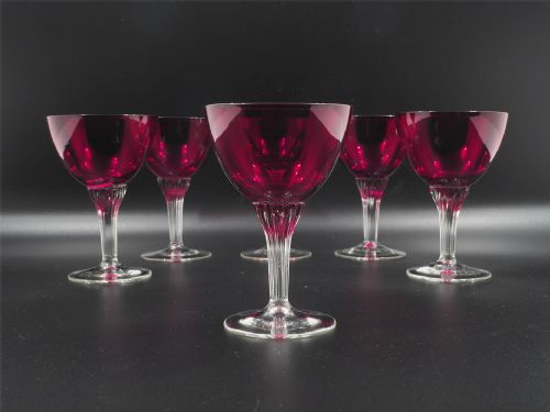 Set of 6 1920'S Ruby Wine Glasses