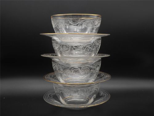 Fine Set of 4 Victorian Dessert Dishes & Plates