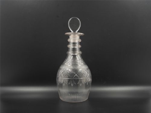 Good Regency 3 Ring Cut Glass Decanter