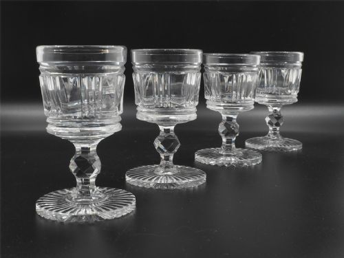 Set of 4 Georgian Cut Glass Spirit Glasses