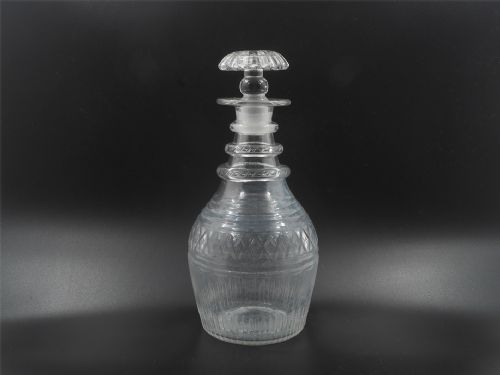 Fine Regency 3 Ring Cut Glass Decanter