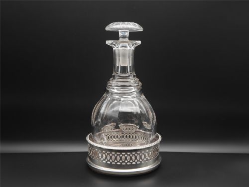 Georgian Cut Glass Decanter with Coaster