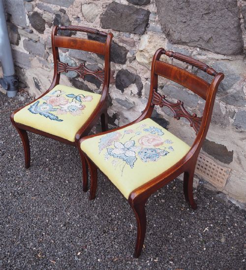 fig 1. Good Pair of Regency Sabre Leg Chairs