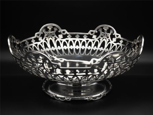 Superb Large Scottish Silver Pierced Bowl