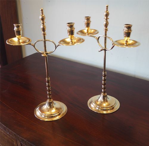 Pair of Edwardian Brass Student Lamps