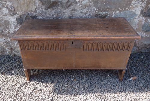 Late 17th Century Carved 6 Plank Coffer