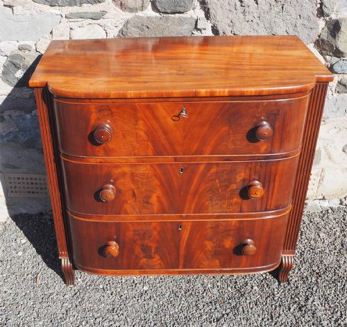 fig 1. Regency Barrel Fronted Mahogany Chest