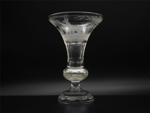 Deer Engraved Georgian Trumpet Glass