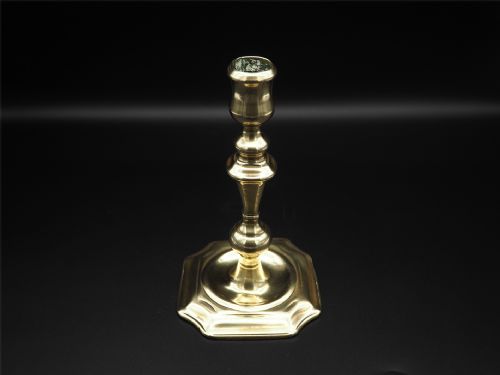 Good Queen Anne Single Brass Candlestick