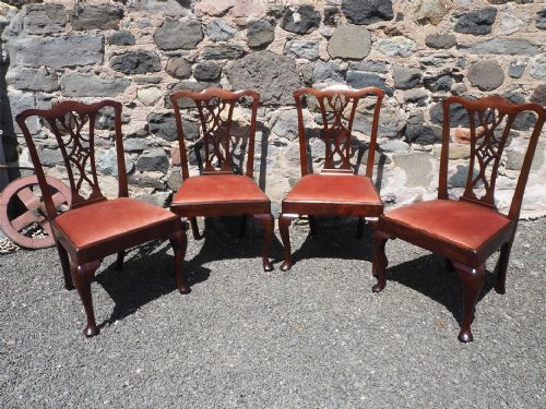 Set 4 George 2nd Red Walnut Hand Chairs