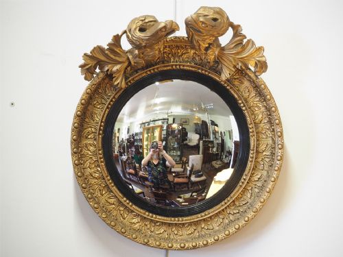 Regency Gilt Convex Mirror with Eagles