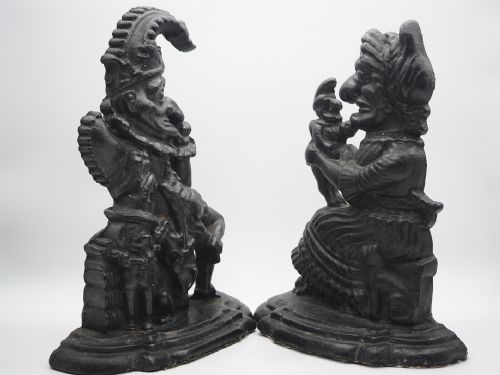 Pair Heavy Victorian Punch & Judy Doorstops