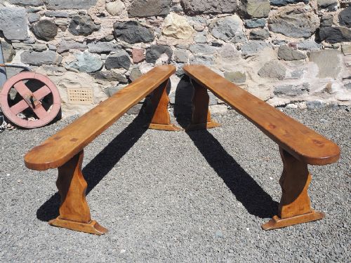 Fine Pair of French Cherry Wood Benches