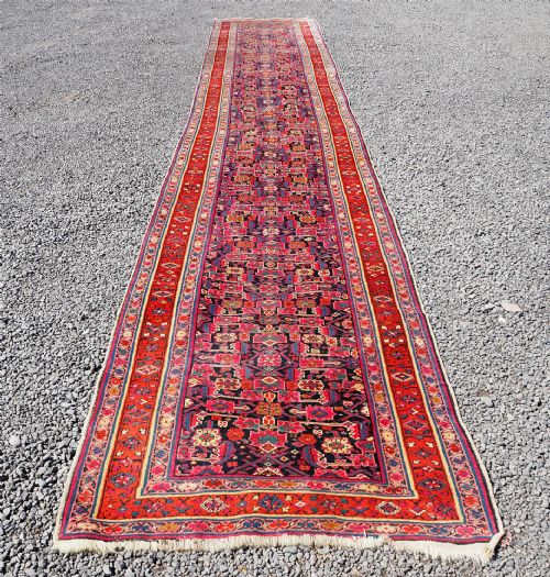 19 Foot Long Early 1900'S Persian Hamadan Runner