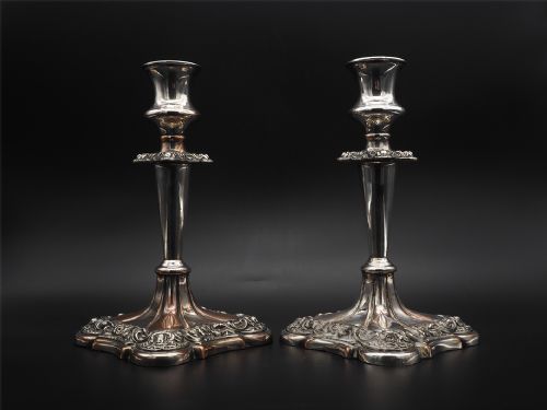 Pair 19th Century Silver Plated Candlesticks