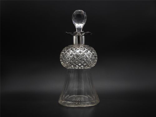 Fine Edwardian Silver &  Glass Thistle Decanter