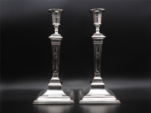 Pair of Adams Style Silver Plated Candlesticks