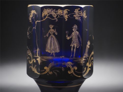 FINE PAIR OF BOHEMIAN BLUE GLASS VASES - ADDITIONAL PHOTO 2