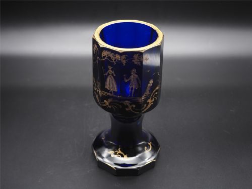 FINE PAIR OF BOHEMIAN BLUE GLASS VASES - ADDITIONAL PHOTO 3