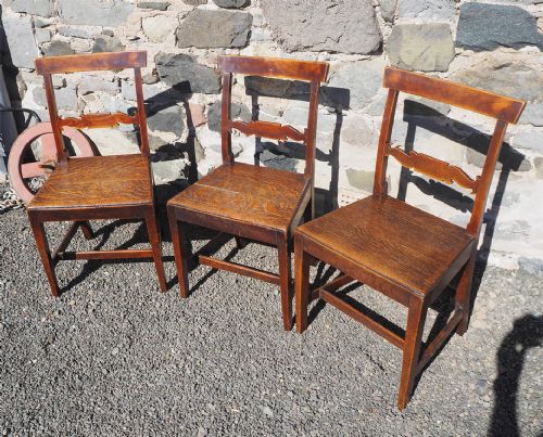Set of 3 Georgian Oak Kitchen Chairs